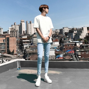 子男铅笔裤 @Mrm文艺男小清新修身 紧身牛仔裤 学生韩版 型弹力小脚裤