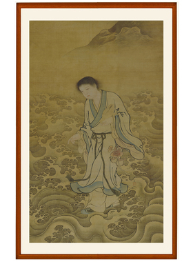财神爷画像挂画刘海蟾过海图