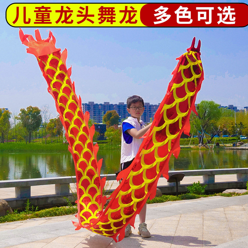 儿童舞龙彩带广场舞健身甩龙表演道具小学生运动会彩带龙烫金发光