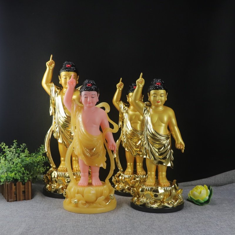 多款贴金太子佛浴佛像黄玉描金太桌面摆件