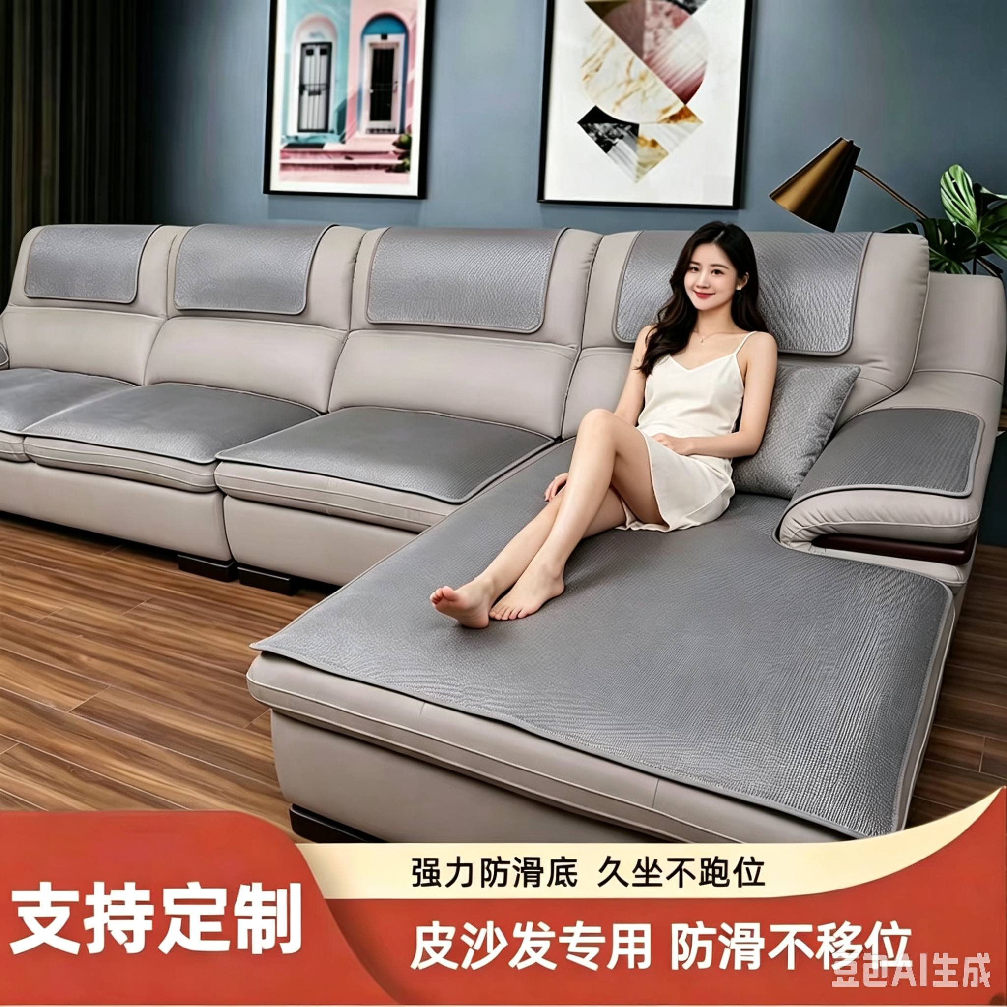 真皮沙发专用冰丝沙发垫夏季凉感防滑坐垫皮沙发垫子定做透气凉垫