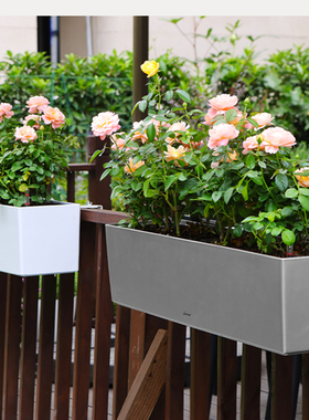 阳台花盆架悬挂长条长型阳台花箱种植箱种菜盆栏杆挂式花盆带挂钩