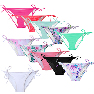 超大码 超性感低腰欧美印花绑带黑泳装 3XL黑 女生比基尼游泳裤 新款