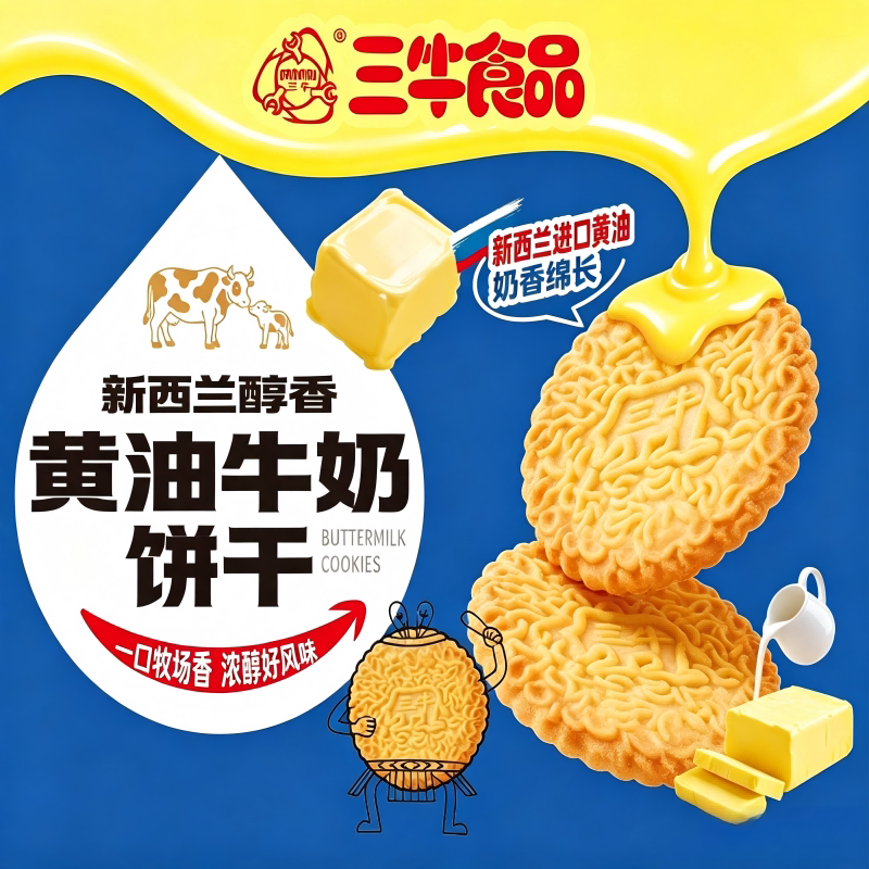 三牛食品黄油牛奶饼干500g袋装图片