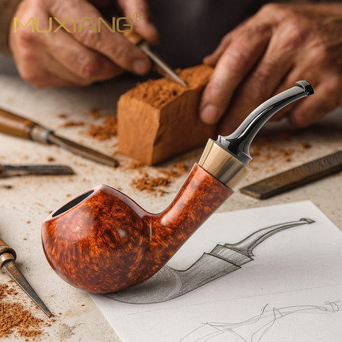 木香石楠木烟斗龙爪蛋苹果斗9mm过滤平插男士专用传统实木石楠斗