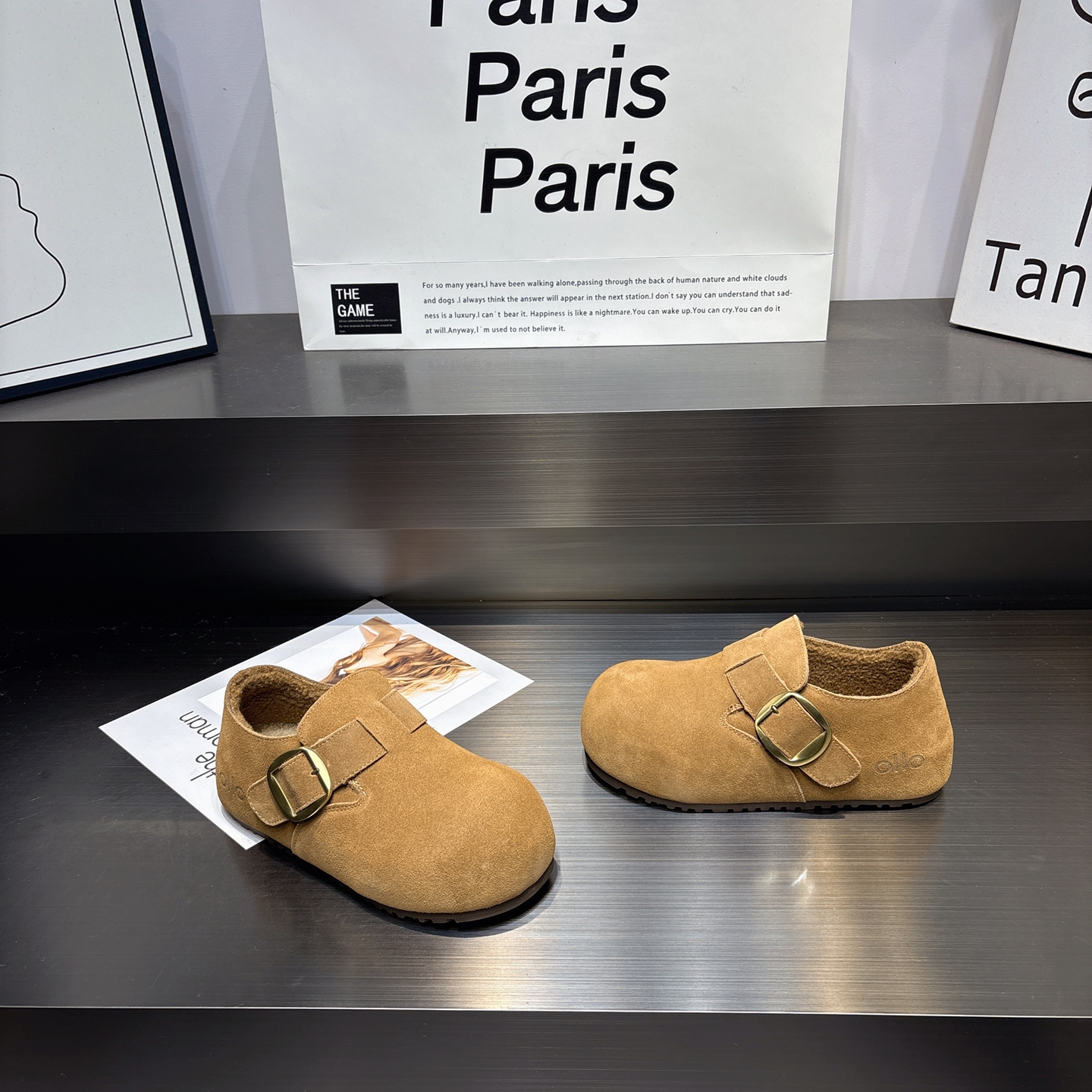 真皮加绒舒适保暖厚底勃肯鞋棉鞋