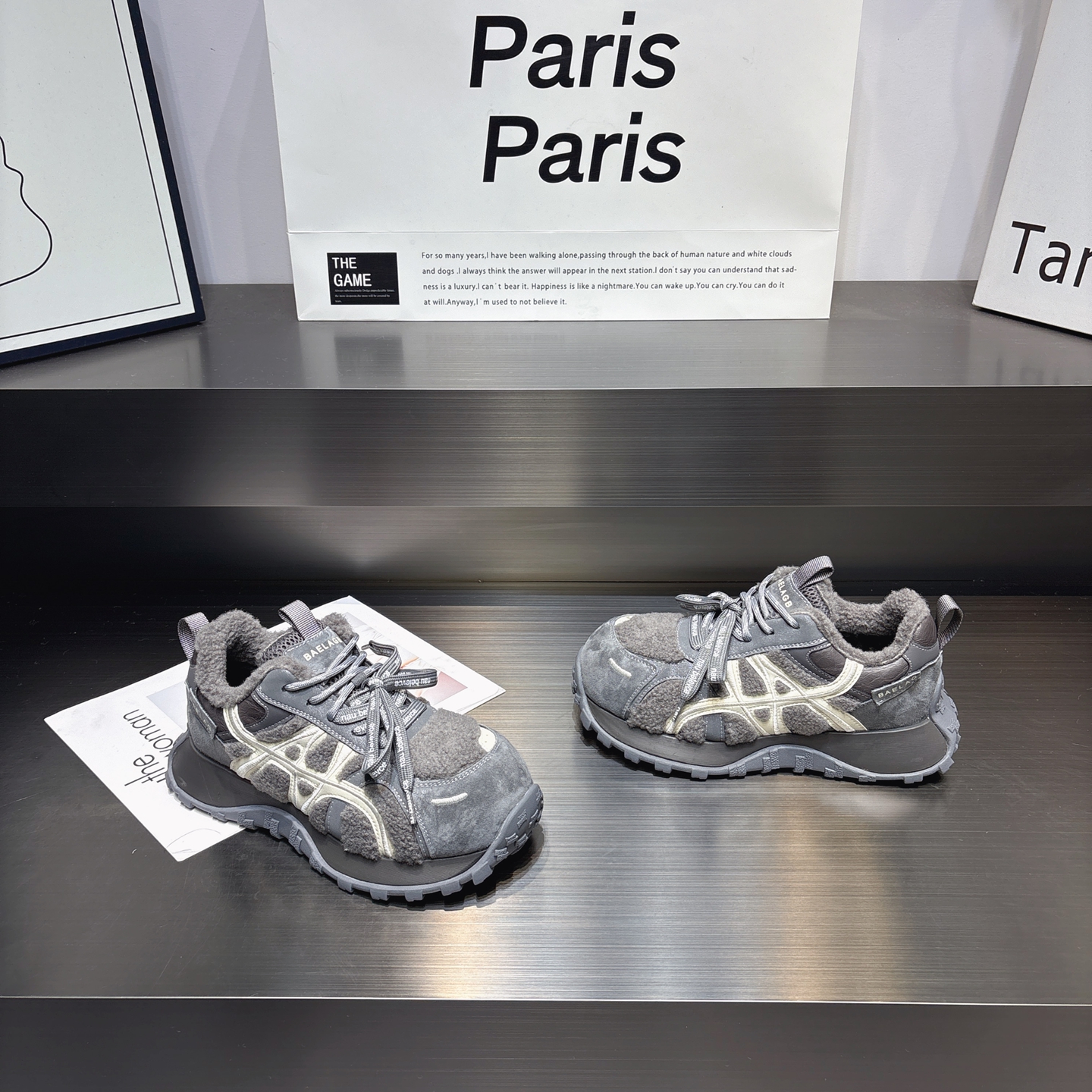 真皮羊羔绒舒适保暖厚底老爹鞋女