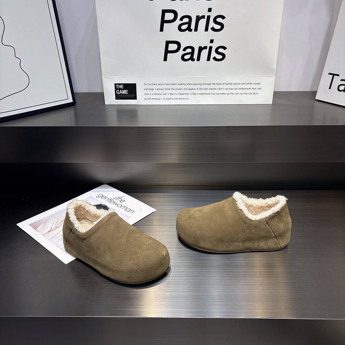 真皮加绒舒适保暖厚底勃肯鞋女