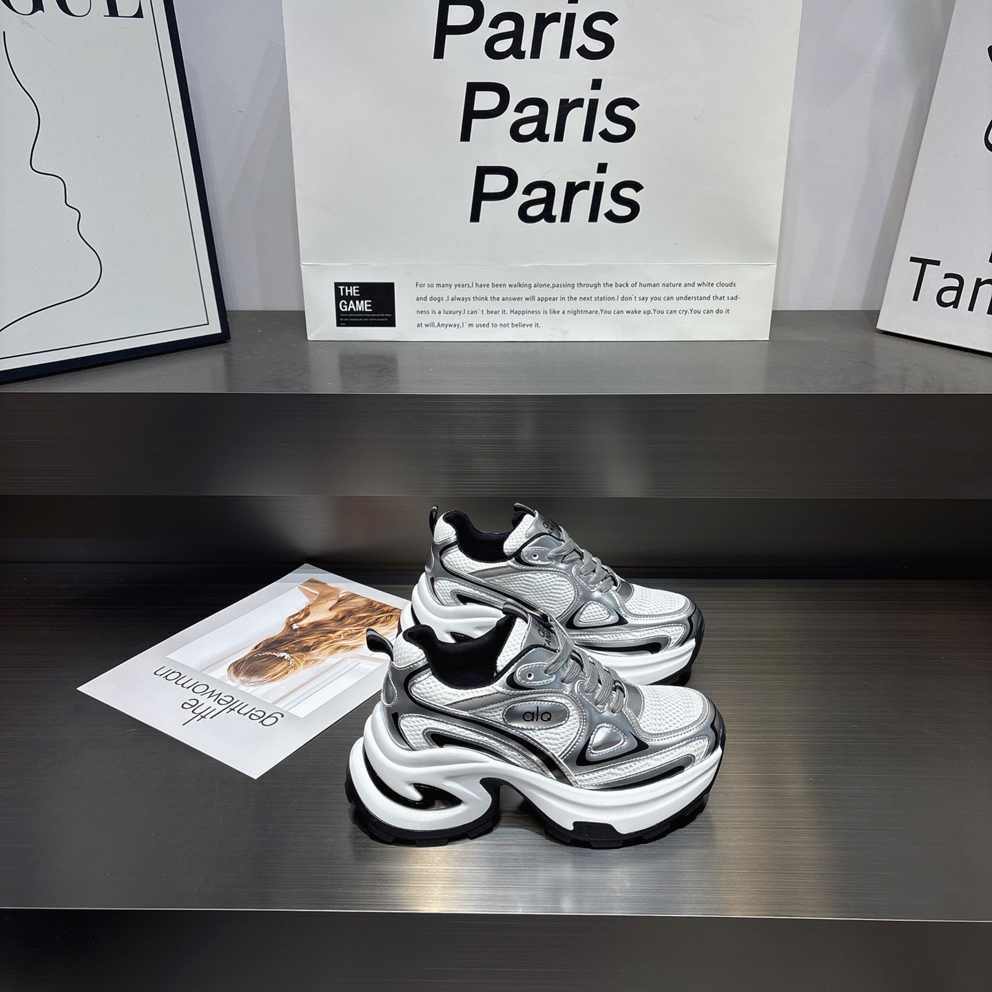 真皮网纱透气厚底老爹鞋女2026新款小个子7cm增高显瘦休闲运动鞋