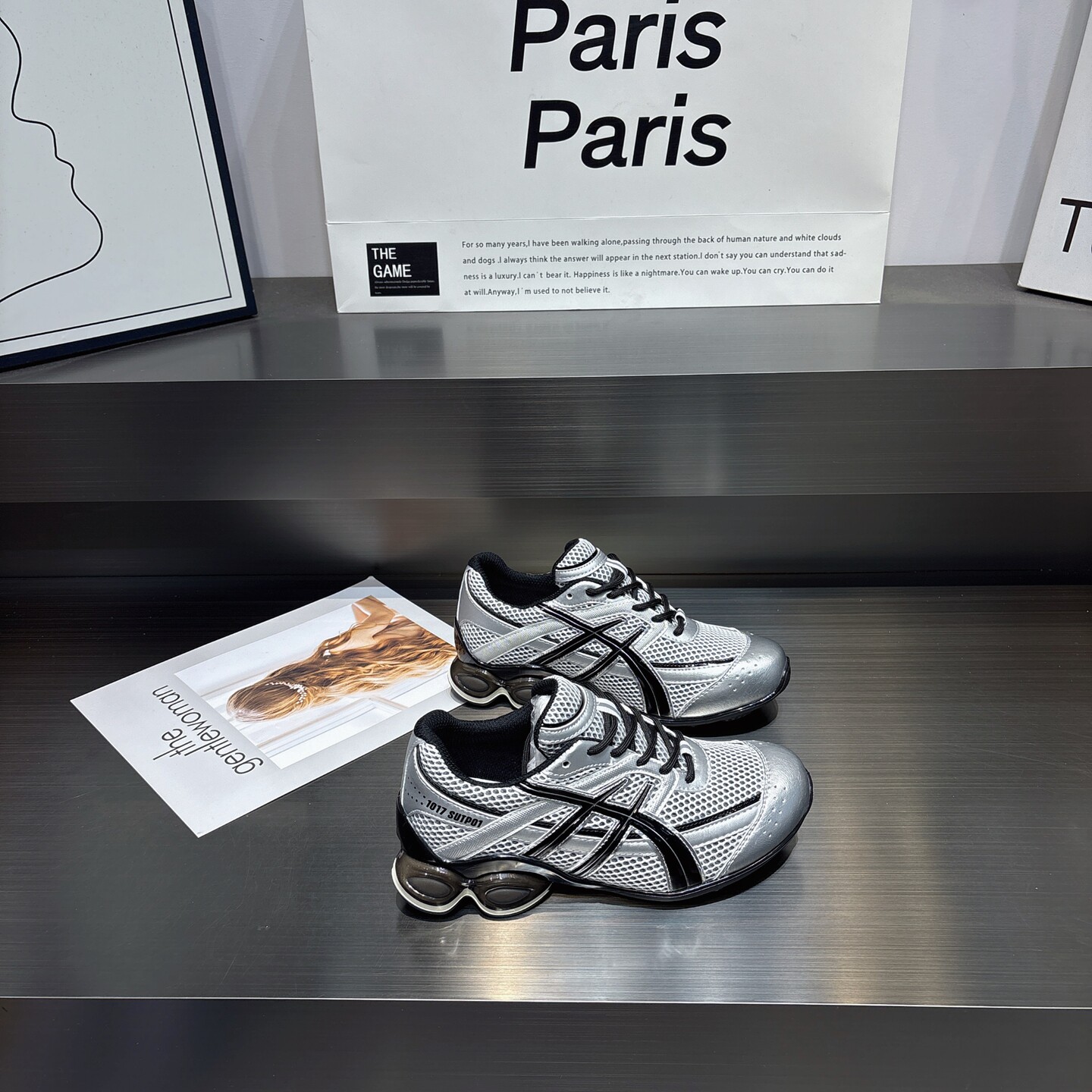 真皮网纱透气银色老爹鞋女2026新款百搭显瘦系带户外休闲运动鞋女