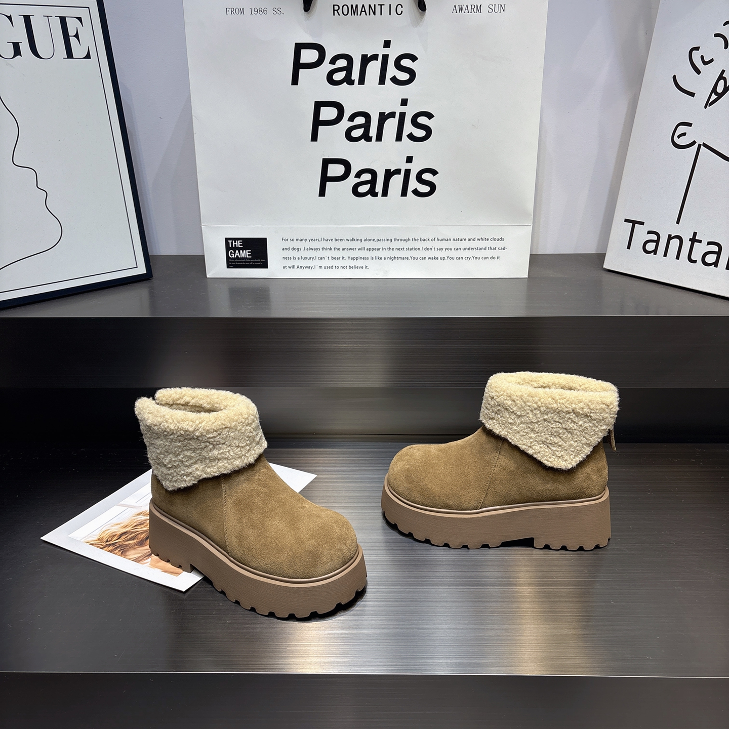 真皮加绒舒适保暖厚底勃肯雪地靴