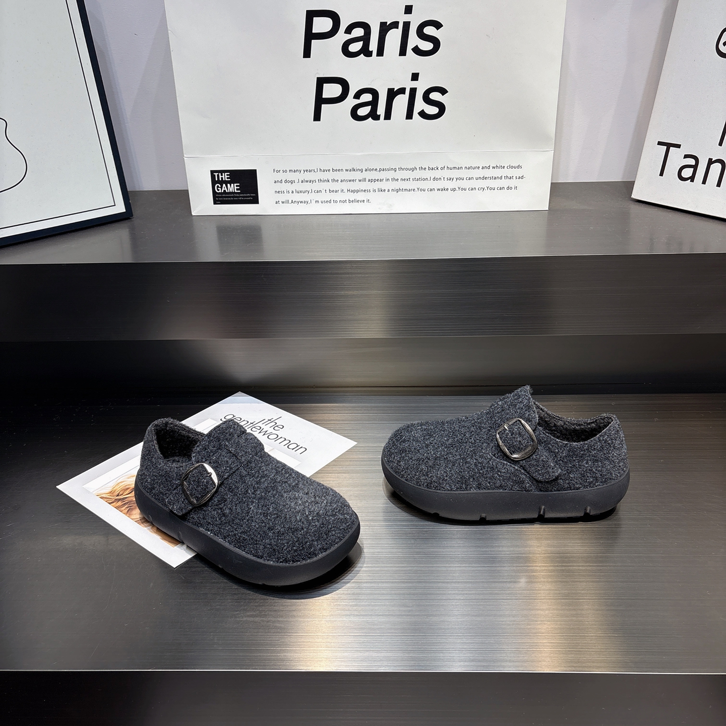 娃娃头真皮加绒厚底勃肯棉鞋女