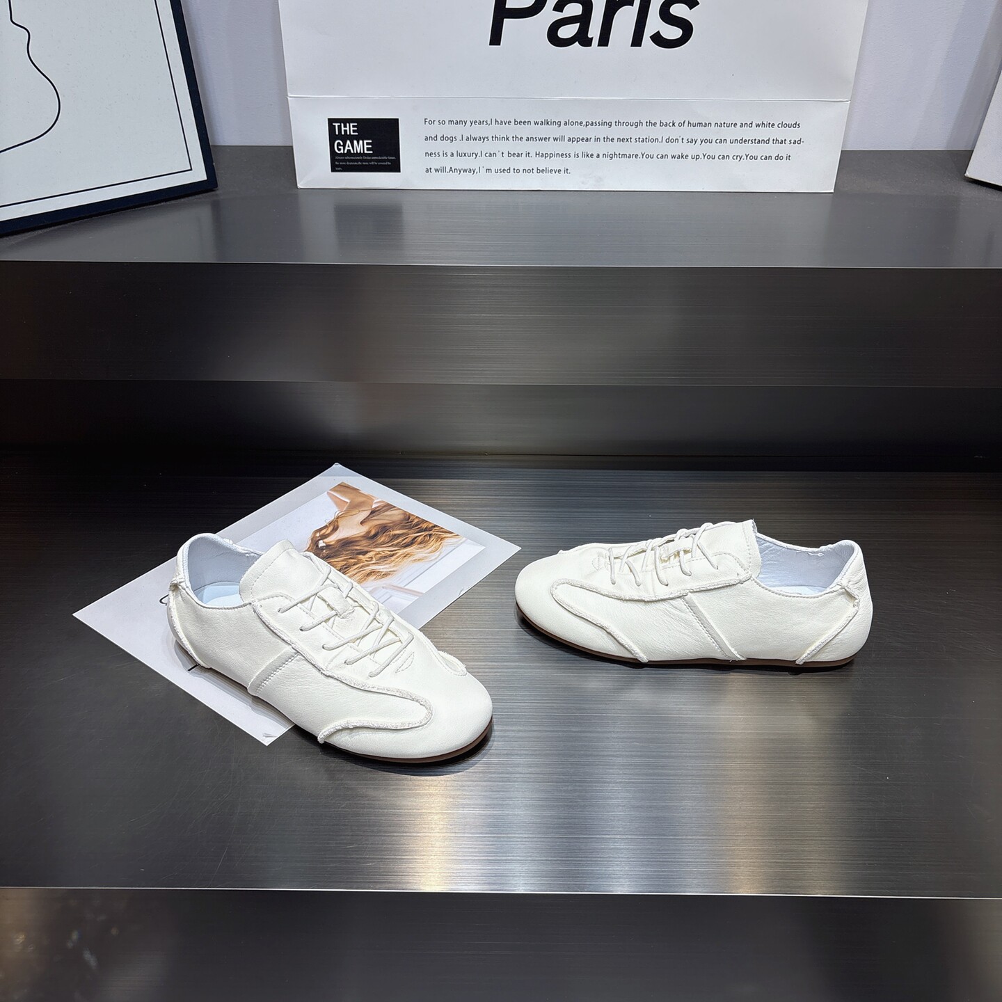 欧洲站头层牛皮丑萌软底德训鞋女2026新款百搭防滑系带休闲小白鞋