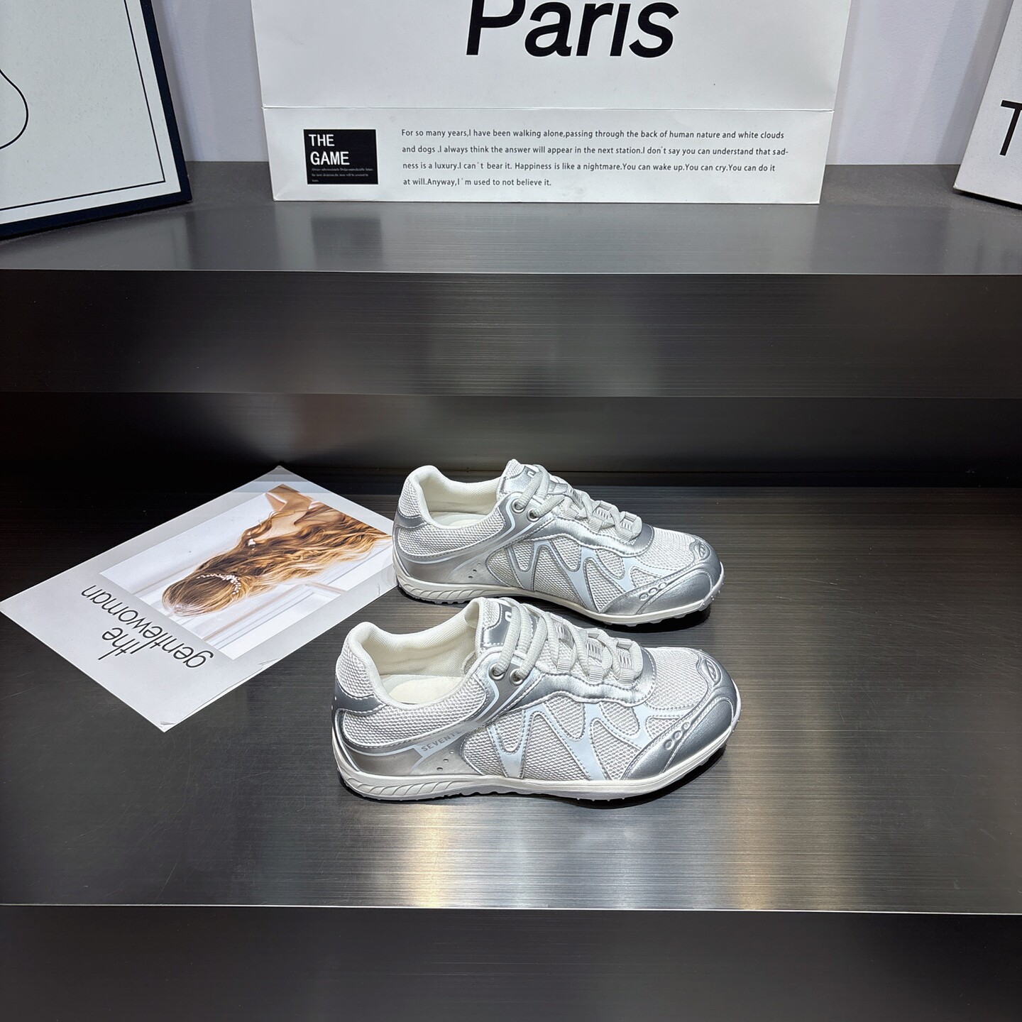 真皮银色透气德训鞋女2026夏季新款百搭轻便舒适软底休闲运动鞋