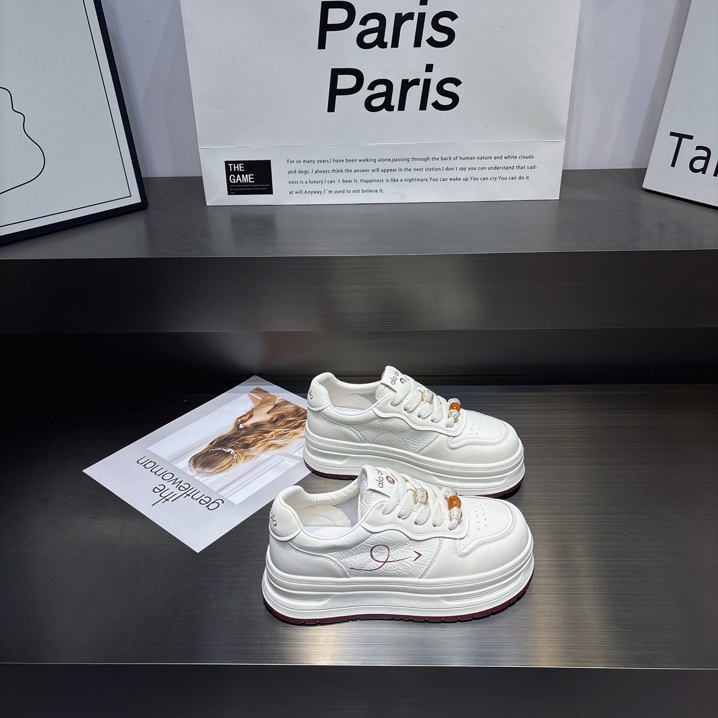 箭头串珠真皮厚底小白鞋女2026春季新款百搭增高轻便软底系带板鞋,女鞋,休闲板鞋,淘宝优惠券,粉丝福利购,淘宝优惠卷