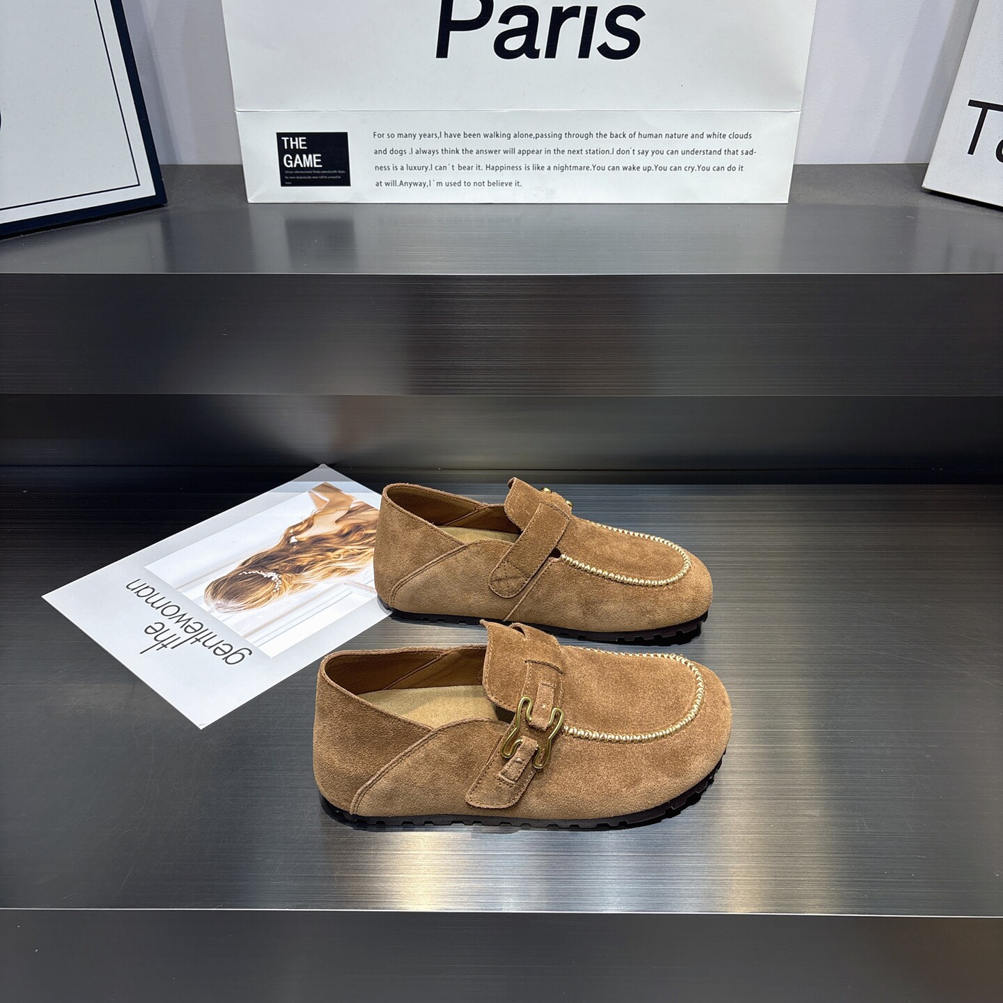 真皮两穿增高复古勃肯鞋女2026春季新款百搭舒适软底乐福鞋单鞋女