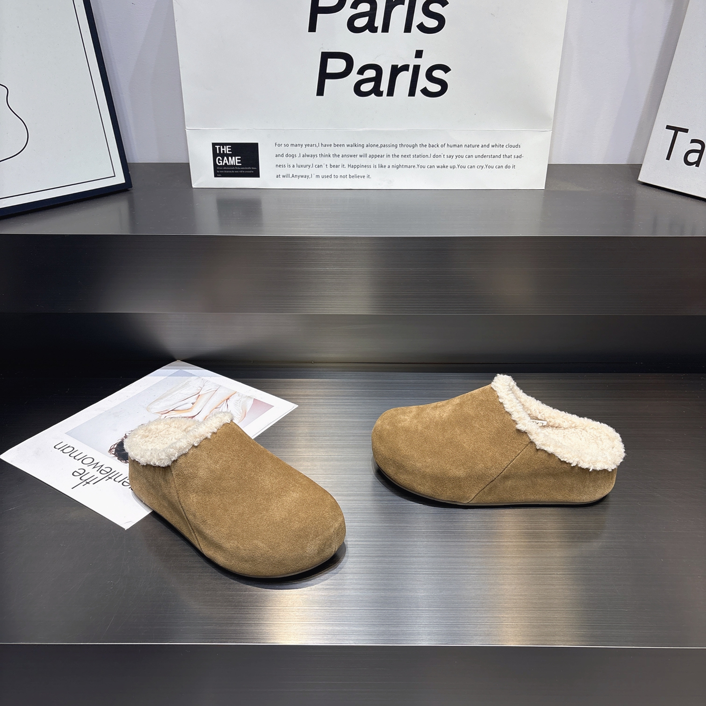 真皮包头加绒厚底勃肯鞋