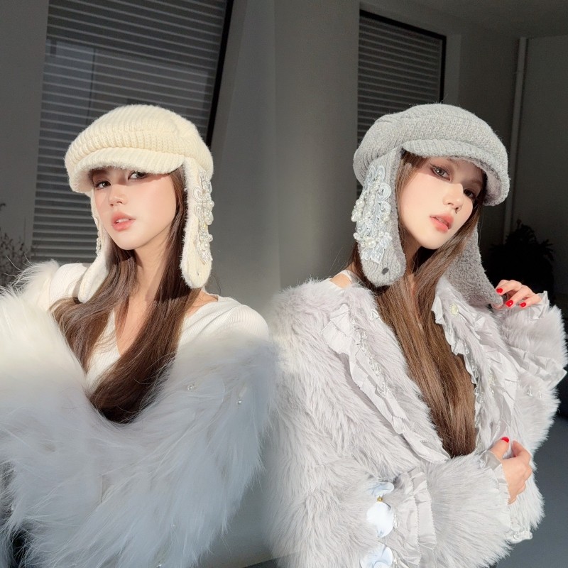 NIUYANG 独立原创潮款加绒前进帽蕾丝串珠重工复古护耳羊毛贝雷帽,服饰配件/皮带/帽子/围巾,帽子,淘宝优惠券,粉丝福利购,淘宝优惠卷