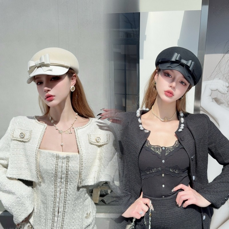 CREAMPP 设计师质感简约澳毛拼皮圆顶鸭舌帽法式小香蝴蝶结贝雷帽,服饰配件/皮带/帽子/围巾,帽子,淘宝优惠券,粉丝福利购,淘宝优惠卷