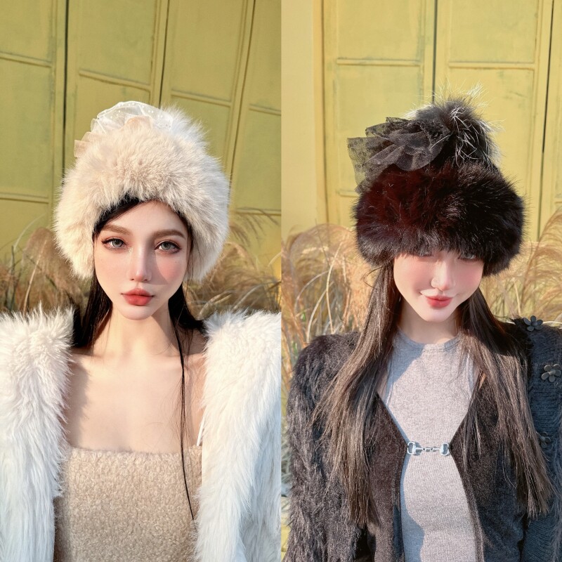 Wangbei甜美优雅网纱毛球盆帽