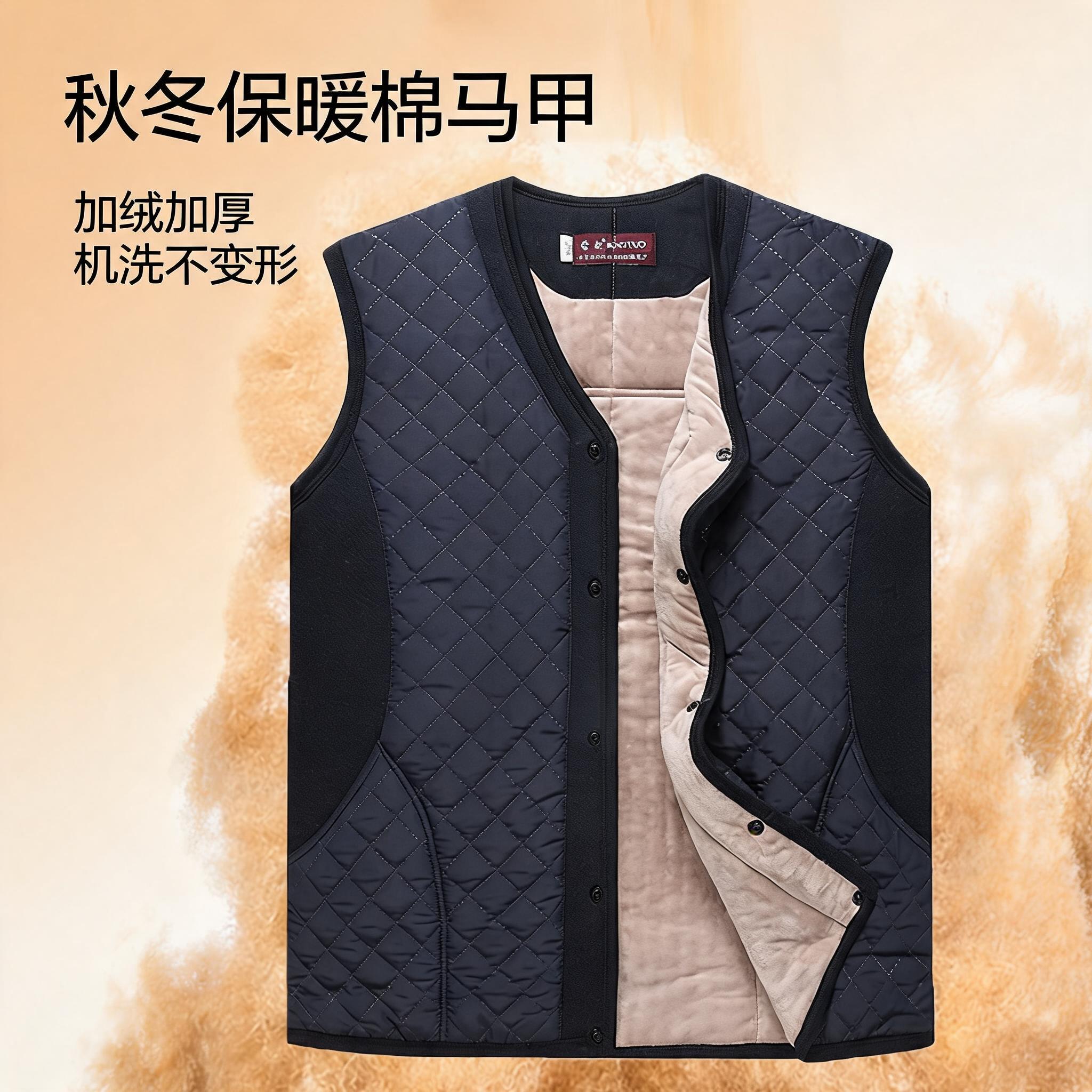驼绒马甲蒙驼宽松冬摁扣百搭大码
