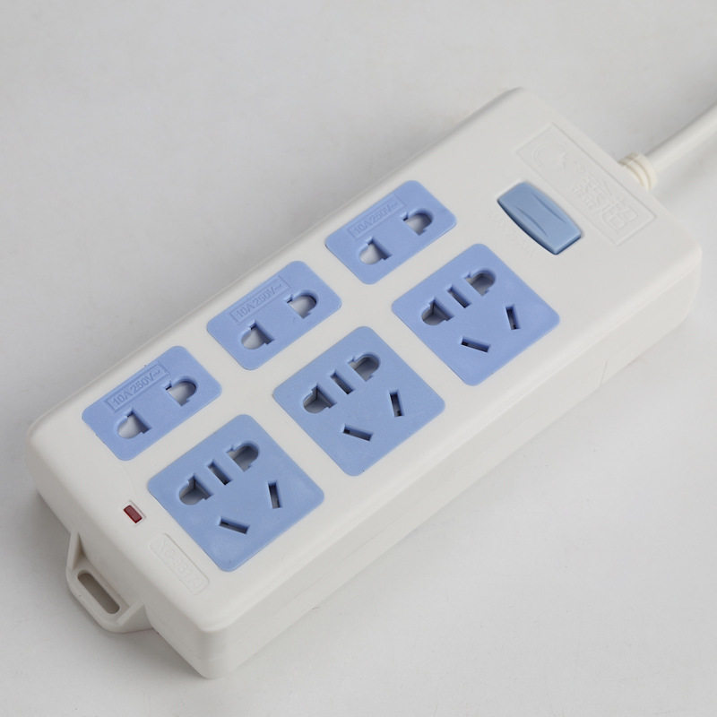 鑫超xc-9817家用接线板移动电源插座国标带开关灯6插口2500w1.8米