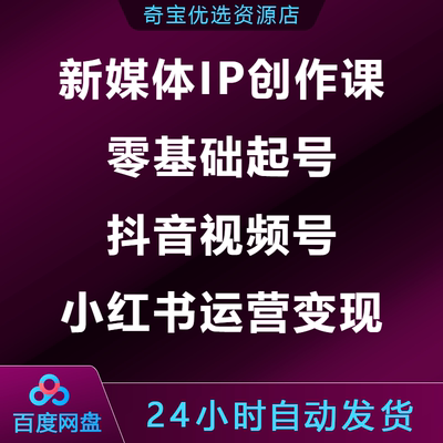 新媒体IP创作课2.0升级版零基础起号抖音视频号小xhs红书运营变现