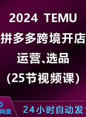 2024TEMU拼多多跨境开店、运营、选品（25节视频课）