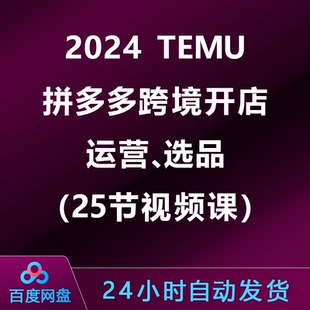 2024TEMU拼多多跨境开店、运营、选品（25节视频课）