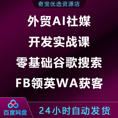 外贸AI社媒开发实战课零基础谷歌搜索FaceBok领英WhatsAp获客