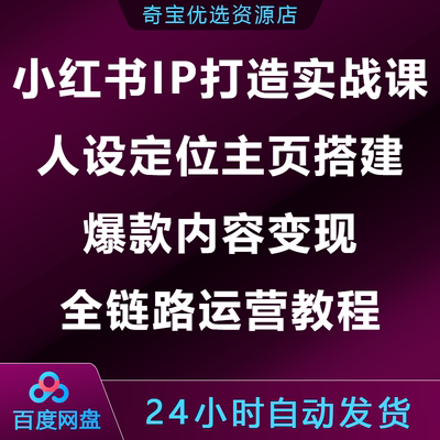 小xhs红书IP打造实战课人设定位主页搭建爆款内容变现全链路运营