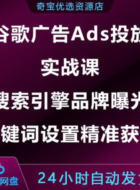 谷歌广告Ads投放实战课搜索引擎品牌曝关键词设置精准获客