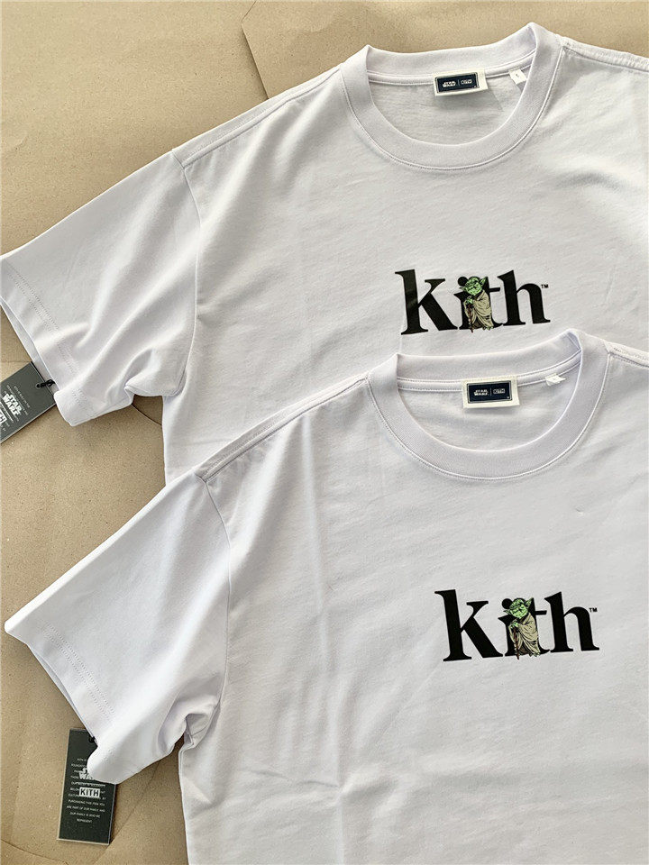 KITH星战联名 经典小绿人尤达大师字母印花 男女情侣圆领短袖T恤