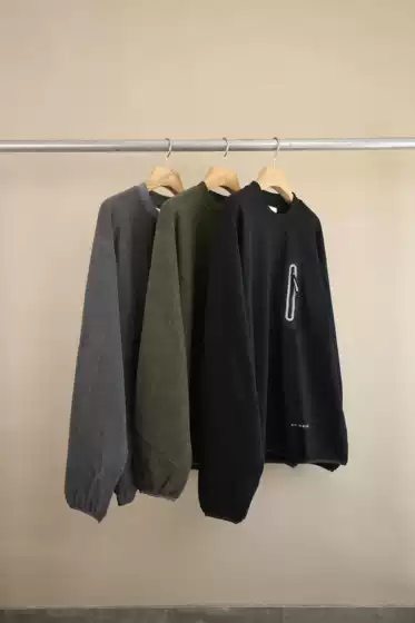 High-End Export Single Product from Japan, and Wander Men's Outdoor Functional Warm Fleece Crew Neck Sweatshirt