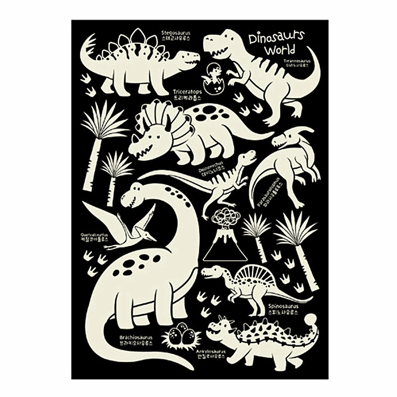 夜光恐龙墙贴儿童房荧光星星创意贴纸冰箱橱柜门瓷砖装饰自粘贴画图片