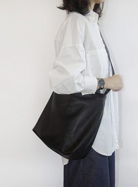 原创软头层牛皮大容量文艺慵懒简约通勤真皮百搭女单肩斜挎包