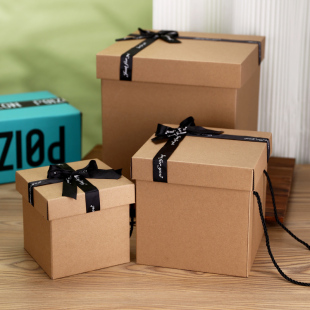 复古牛皮色创意礼盒生日礼品盒超大号礼物盒零食篮球包装盒空盒