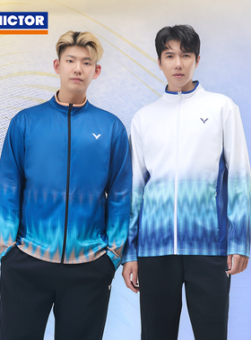 秋冬新victor胜利羽毛球服男女款比赛拉链针织外套运动长袖J55603
