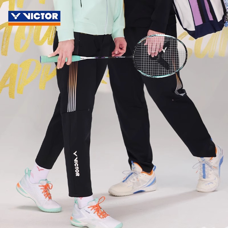 秋冬VICTOR胜利羽毛球服男直筒长裤运动训练裤子休闲女速干P45800
