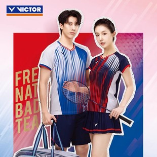 VICTOR胜利羽毛球服女款大赛运动服2025新针织短袖透气速干T51050