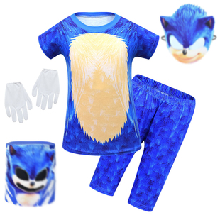 halloween costume万圣节儿童刺猬索尼克cosplay套装音速小子服装