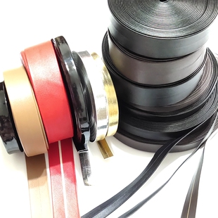 DIY手工辅料黑色浅棕色PU皮革包边条服装 2.5宽 箱包仿羊皮收边条1