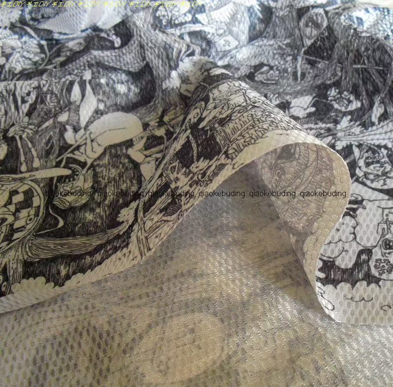 DIY手工面料辅料日韩漫画版箱包里衬料外贸黑白漫图案定位HOT