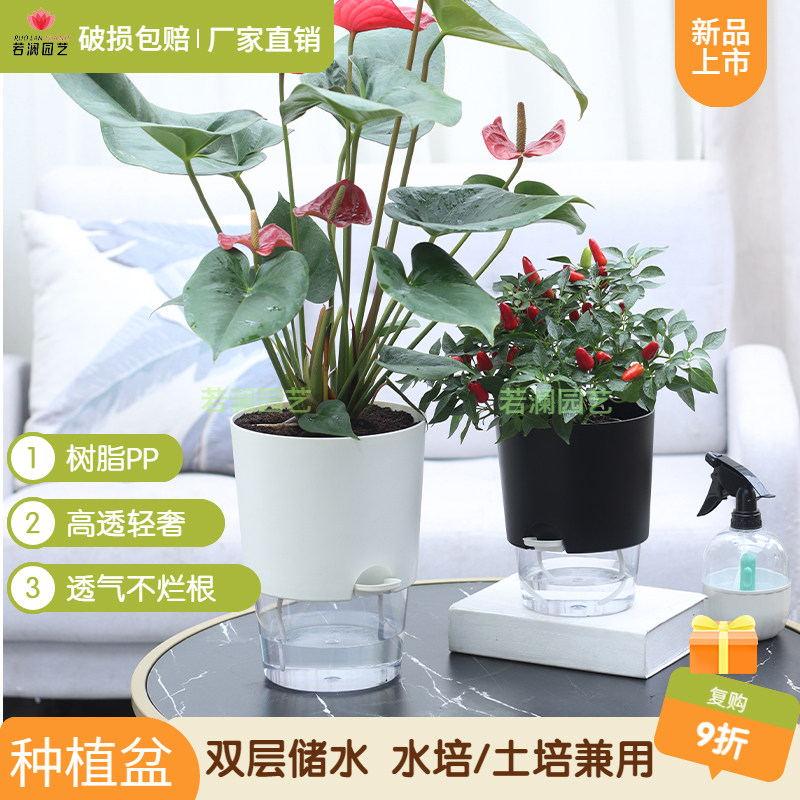 透明花盆懒人自吸水盆阳台桌面绿萝多肉储水盆月季兰花塑料花盆,鲜花速递/花卉仿真/绿植园艺,花盆,淘宝优惠券,粉丝福利购,淘宝优惠卷