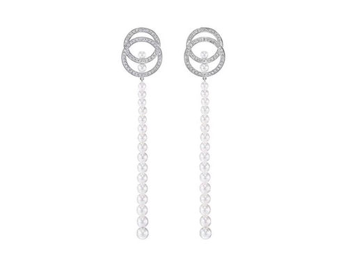 白色淡水珍珠生日礼物流苏耳环