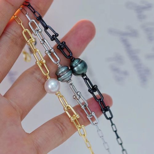 s925纯银光版个性马蹄手链项链