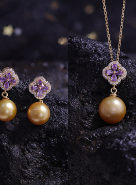 s925纯银欧美法式气质耳坠套链