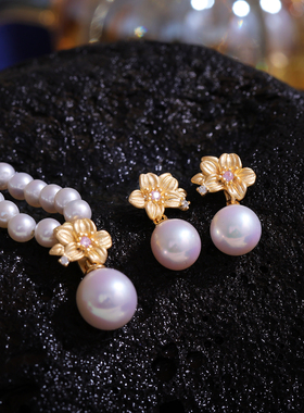 s925纯银精致麻纱二用项链坠耳坠