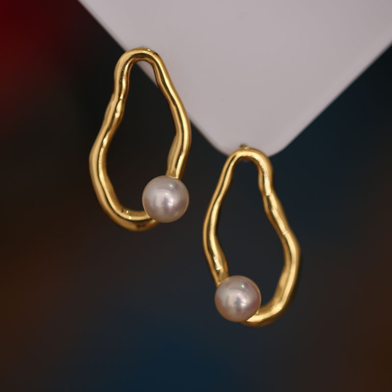 s925纯银光版精致不对称夸张耳钉