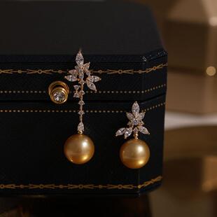 DIY珍珠配件s925纯银精致璀璨闪亮时尚AB款耳坠耳钉耳饰配饰品